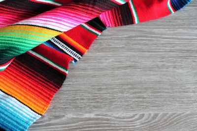 High angle view of multi colored pencils