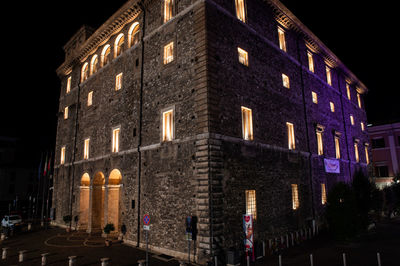 Low angle view of building at night