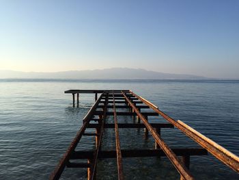 Scenic view of sea against clear sky