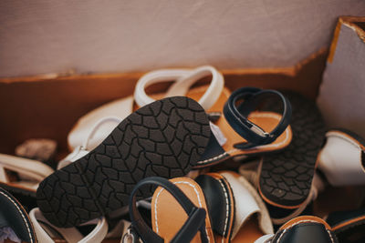 High angle view of sandals 