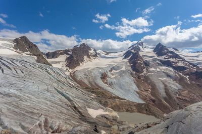 Panorama on the gepatschferner and vallelunga glacier in the palla bianca region