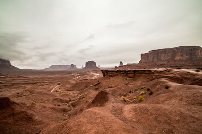 Rock formations on landscape against sky