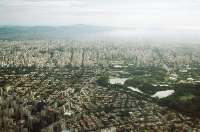 High angle view of townscape against sky