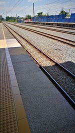 High angle view of railroad tracks against sky