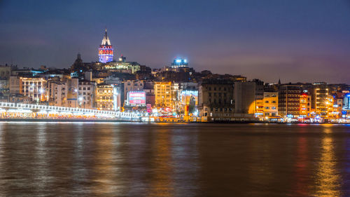 Illuminated buildings at waterfront