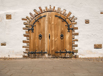 Closed door of old building