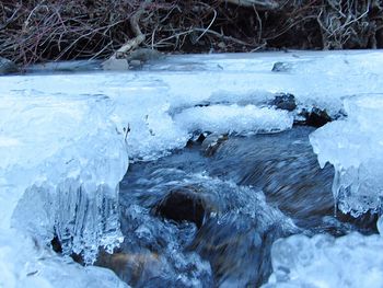 Close-up of frozen water