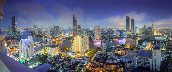 Bangkok, thailand-august 27th 2018  aerial view of midtown in thailand city with skyscrapers.