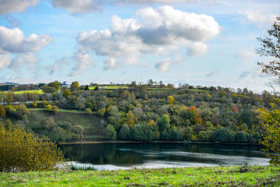 Scenic view of lake against sky