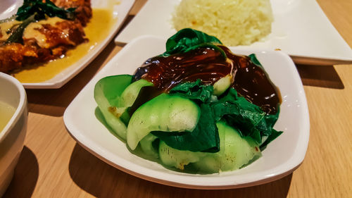 High angle view of meal served in plate