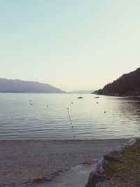 Scenic view of lake against clear sky