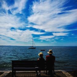 Scenic view of sea against cloudy sky