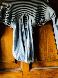 High angle view of clothes on table at home