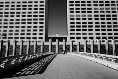 Man in city against sky