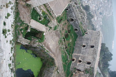 High angle view of old building