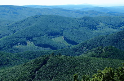High angle view of mountains against sky