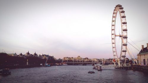 View of ferris wheel in city
