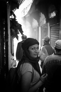 Portrait of confident female backpacker