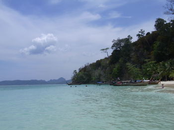 Scenic view of sea against cloudy sky