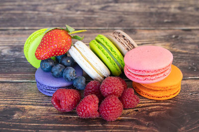 Close-up of strawberries on table