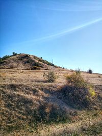 Scenic view of land against clear sky