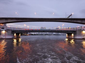 Bridge over river at night