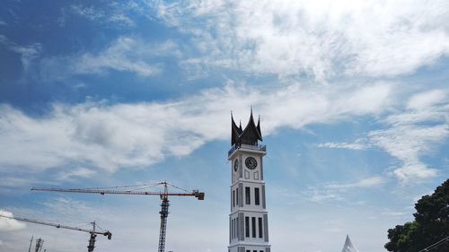 Low angle view of building against cloudy sky