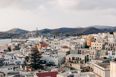 High angle view of townscape against sky