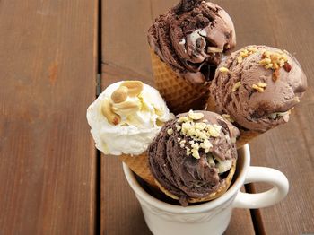 Close-up of ice cream on table