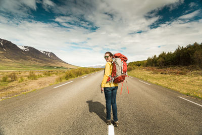 Beautiful backpacker tourist in iceland