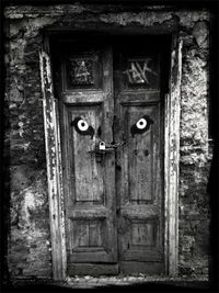 Closed door of old building