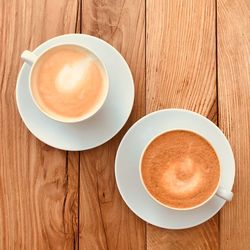 High angle view of coffee on table