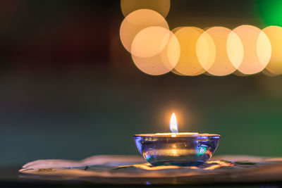 Close-up of illuminated candle