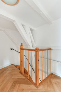 High angle view of staircase in apartment