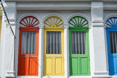 Closed door of building