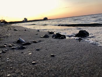 View of beach during sunset