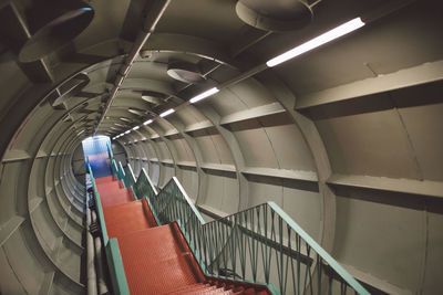 Interior of illuminated staircases