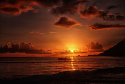View of calm sea at sunset