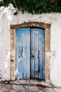 Closed door of old building