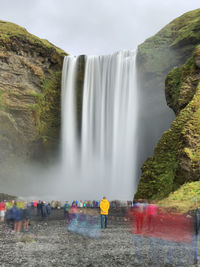 Low angle view of waterfall