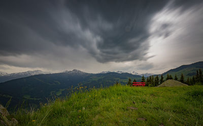 Scenic view of field against sky