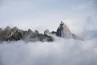 Panoramic view of rocky mountains against sky