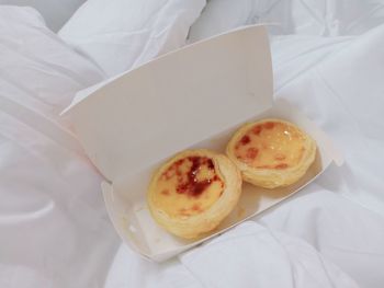 High angle view of breakfast served on table