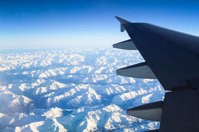 Aerial view of snow covered landscape