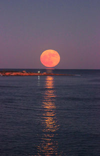 Scenic view of sea against clear sky during sunset