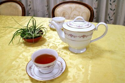 Close-up of herbal tea on table