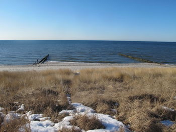 Scenic view of baltic sea against sky during winter