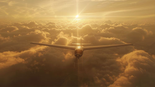 Low angle view of airplane wing