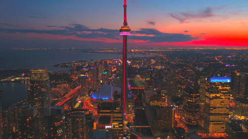 Illuminated cityscape against sky at night.toronto city,cannada