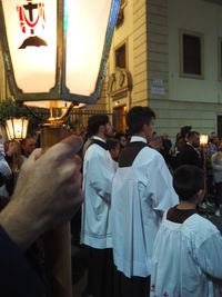 Group of people in front of building